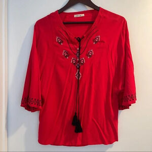 Top embroidered red XL mid sleeves Sweet Lady